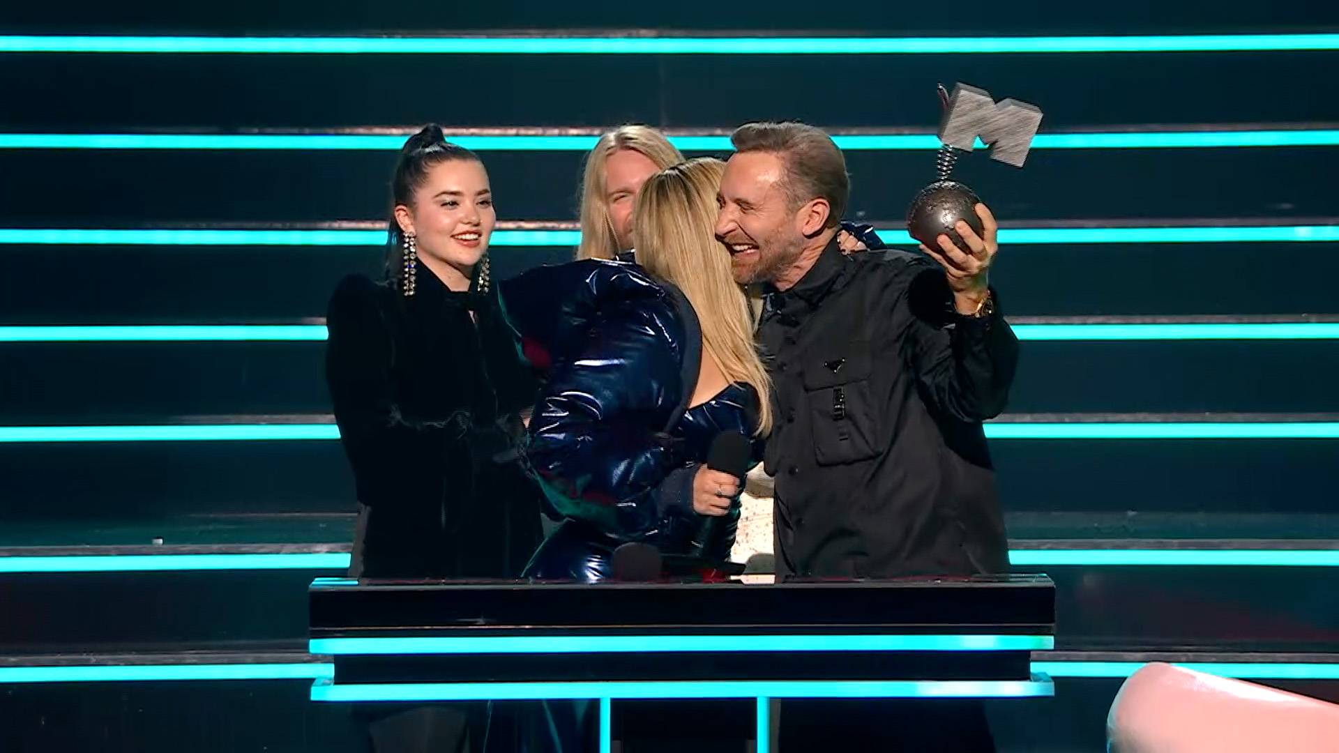 David Guetta and Bebe Rexha Receive Best Collaboration Award - 2022 MTV