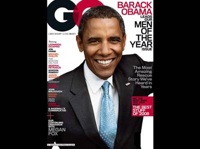 Barack Obama - President-elect Barack Obama is featured on the cover of &lt;i&gt;GQ&lt;/i&gt; magazine. His overwhelming success, relaxed personality, and of course GQ style, put him on top as the magazine’s “Man of the Year.”