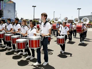 Experience the Drumline - The drumline marched to the beat as excited attendees looked on.  (Photo: Mike Windle/Getty Images for BET)