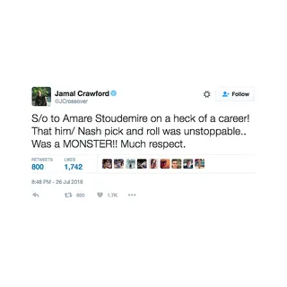 Jamal Crawford - @JCrossover(Photo: Jamal Crawford via Twitter)