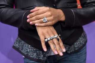 Blindsided by Bling - Monica shows off her bling backstage at BET's 106 &amp; Park (Photo: John Ricard / BET)