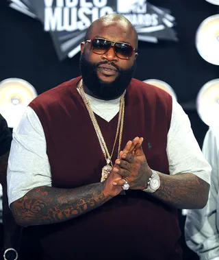 Rick Ross on beef with rapper Kreayshawn:\r&nbsp; - &quot;I can't wait to slap the s**t out of whoever carries her bags. And I hope it's her n***a. Dirty b***h. You better know the fuck you talking about. I'll pay 50K to mess up your whole week.&quot;&nbsp; \r\r(Photo: WCEPIX/EP/PictureGroup)