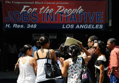 Los Angeles, California - Black unemployment in California, where African-Americans comprise 6.2 percent of the population, is 19.5 percent. In Los Angeles, where they comprise 11.2 percent of the population, their unemployment rate is 22.6 percent, compared to 12.9 percent for whites.(Photo: Kevork Djansezian/Getty Images)&nbsp;