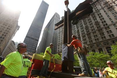World Trade Center Memorial Cross - The World Trade Center Cross in Manhattan was salvaged from the rubble of destroyed buildings in the aftermath of the attacks. The intersecting beams are made from steel and have since become a spiritual symbol for many visitors to the city.(Photo: Mario Tama/Getty Images)