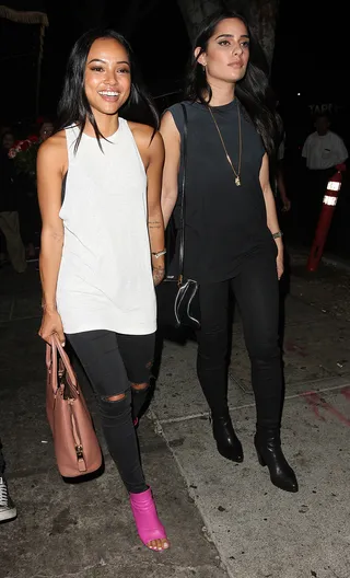 Life of the Party - Karrueche Tran&nbsp;leaves Warwick Nightclub hand-in-hand with a girlfriend in Hollywood.  (Photo: Photographer Group/Splash News)