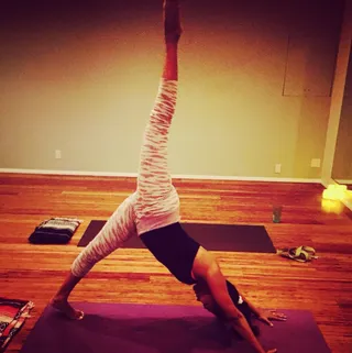 Zoe Saldana @zoesaldana - "Namaste!"  Right back at ya, Zo! The actress, who gave birth to twins only months ago, is looking good.(Photo: Zoe Saldana via Instagram)