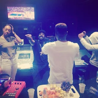 Keri Hilson @dreamincolor - It's Keri Baby! Keri Hilson hits the studio for a late-night session to bring us new music. The &quot;Pretty Girl Rock&quot; singer is working tirelessly on plotting a comeback.(Photo: Keri Hilson via Instagram)