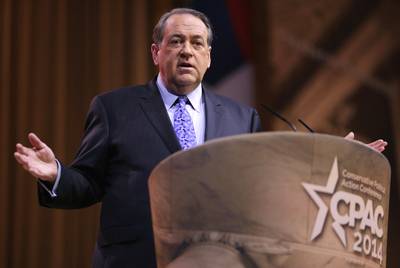 Not a Hater - Former Arkansas governor and serial GOP presidential candidate Mike Huckabee announced at an Iowa Faith and Freedom Coalition event that he's not homophobic but his traditional view of marriage is &quot;on the right side of the Bible.&quot; Huckabee, who is also a pastor, said, &quot;I'm not against anybody. I'm really not. I'm not a hater. I'm not homophobic.&quot;&nbsp; (Photo: Chip Somodevilla/Getty Images)