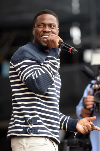 For the Love of Laughs - Comedian Kevin Hart speaks on stage during the Coke Zero Countdown at the NCAA March Madness Music Festival at Reunion Park in Dallas. (Photo: &nbsp;Michael Loccisano/Getty Images for Turner)