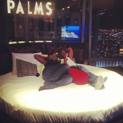 Cuddle &gt; Club - We all know Cam and Ju know how to party, but they oddly picked Las Vegas of all places to turn down. Instead of partying it up in Sin City, the couple lounged around in their hotel, snuggled up and relaxed in chill mode.(Photo: Cam'ron via Instagram)