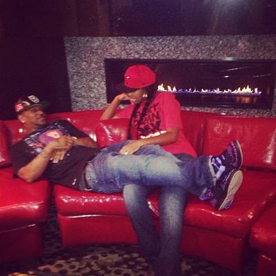 Play Pen - In fitted hats, jeans and tees, the pair shared an intimate moment on a hot red patent leather couch in what Killa described as the &quot;play pen.&quot; It looks like this photo was taken before one of their wild nights.(Photo: Cam'ron via Instagram)