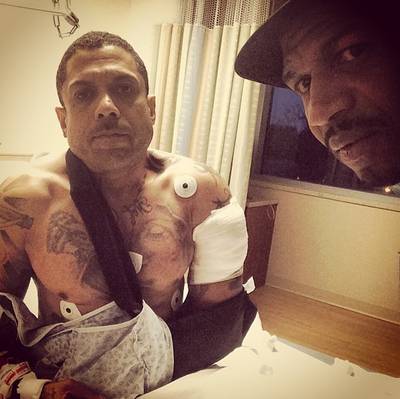Stevie J @hitmansteviej_1 - This past weekend Stevie J visited his friend Benzino after the shocking news broke that his Love &amp; Hip-Hop Atlanta co-star got shot on his way to his mother's funeral by his nephew. Benzino is off to a great recovery.(Photo: Stevie J via Instagram)