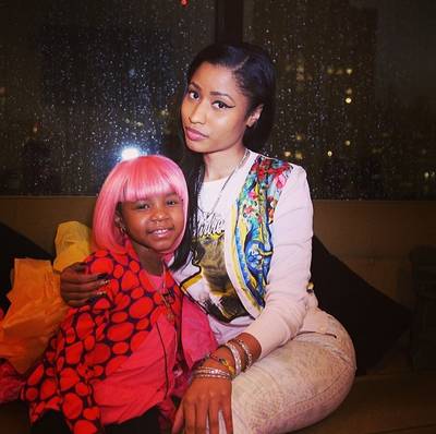 Nicki Minaj @nickiminaj - Nicki Minaj made one little girl's dreams come true this week. She visited Miyah, a 5-year-old cancer patient, and Nicki even gave the tyke her very own pink &quot;Nicki&quot; wig.(Photo: Nicki Minaj via Instagram)