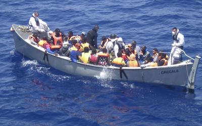 Italy Rescues Thousands of Migrants - The Italian Navy rescued more than 2,600 people from Eritrea, Democratic Republic of Congo, Sudan and Algeria over the weekend. There have been 63,600 arrivals from the countries in Africa through Southern Italy as of July 4. This is more than the previous record of 62,000 in 2011.&nbsp;(Photo: AP Photo/Italian Navy, ho)