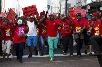 South Africa Union Resume Pay Talks - The National Union of Metalworkers of South Africa&nbsp;will continue talks with employers of 220,000 metalworkers who went on strike this week. The union is demanding a 12 percent raise. The Steel and Engineering Industries Federation of Southern Africa offered a 10 percent increase of the lowest-paid workers this year, but NUMSA rejected it. (Photo: REUTERS/Rogan Ward)