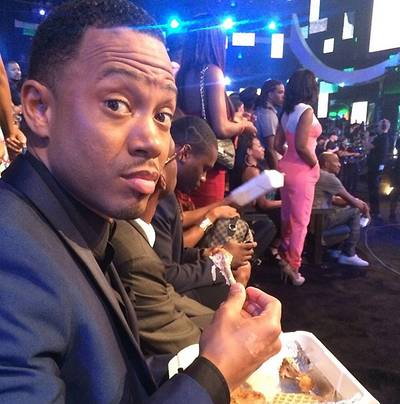 Terrence J @iamterrencej - When you're given free Roscoe's Chicken &amp; Waffles and you're in doubt follow Terrence J's lead and eat it (even if you are in a tux).(Photo: Terrence J via Instagram)