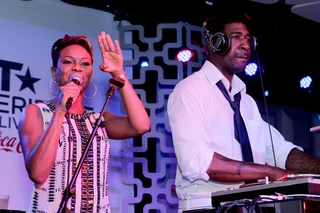 MC Lyte Is on the Mic, DJ Jermaine Helps the Crowd Get Right - (Photo: Leon Bennett/BET/Getty Images for BET)