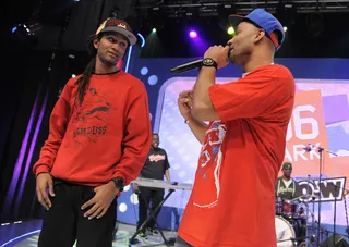 We Look Alike - DJ Lyve brings an audience member onstage who looks like him at 106 &amp; Park, February 15, 2012.&nbsp; (Photo: John Ricard / BET)