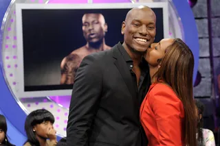 Plant One There - Tyrese and Chili as the world premiere of his new video plays at 106 &amp; Park, February 14, 2012. (Photo: John Ricard / BET)