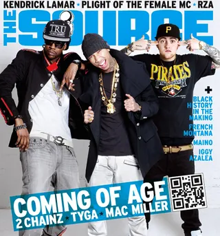 Smiles Every Time My Face Face Is up in The Source – February 15, 2012 - Seeing that the rising star was at the tipping point for success, hip hop publication The Source featured him on the cover of their February/March issue alongside Mac Miller and Tyga.  (Photo: Courtesy The Source Magazine)