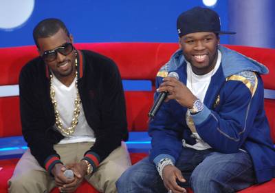 Clash of the Titans: Kanye West vs. 50 Cent - Perhaps one of the biggest events in hip-hop history was when Kanye West and 50 Cent put their third albums up against each other in a friendly competition. The two rappers appeared on 106 &amp; Park on the same day of their planned album drop. Of course, we all know the final result. West’s Graduation outsold Fifty’s Curtis by a landslide. But at the time, the event signaled a symbolic shift of power to the new guard from the old, the reverberations of which are still being felt to this day. (Photo by Brad Barket/Getty Images)