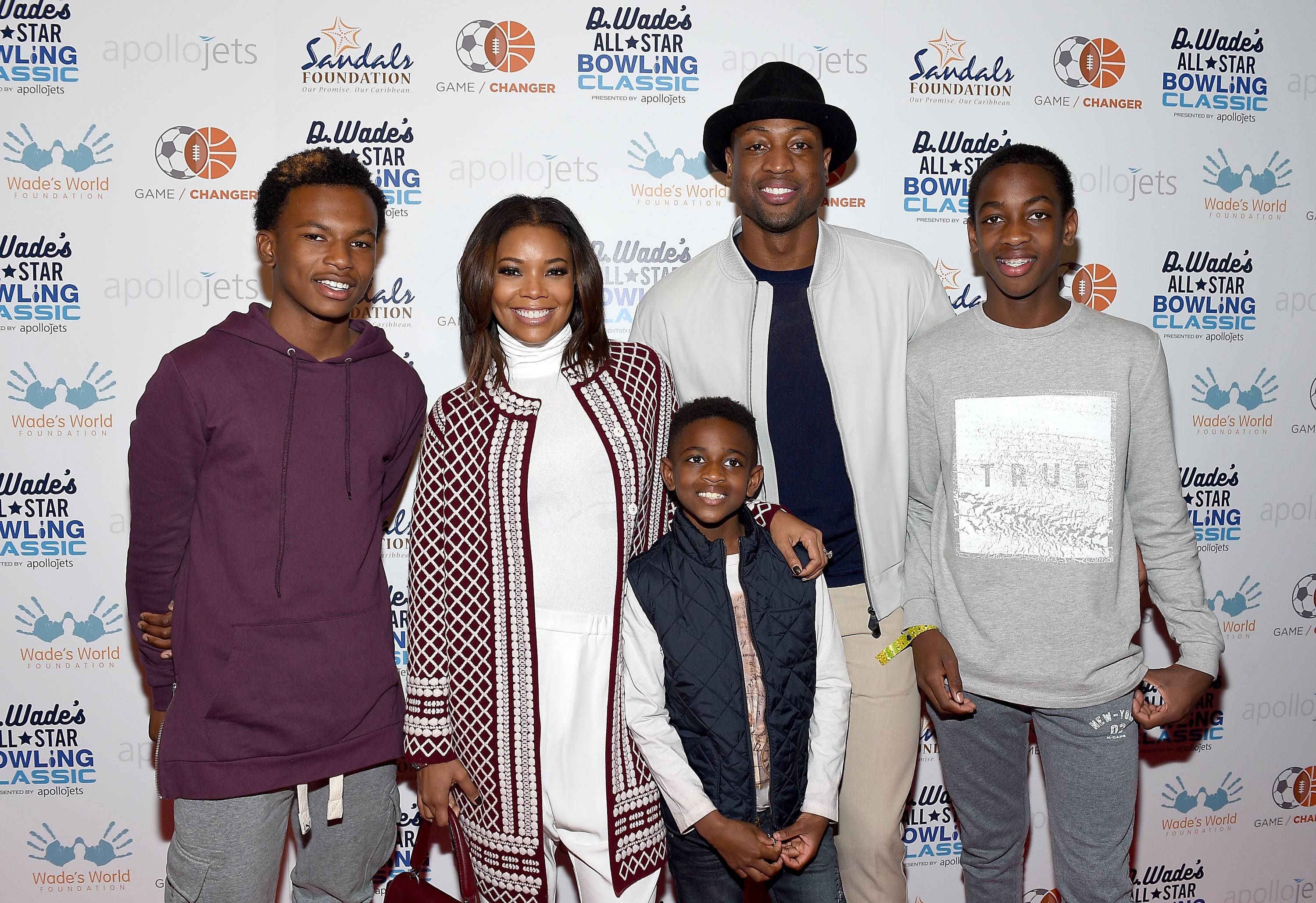 NBA player Dwyane Wade with sons Zaire, Zion and Xavier attends News  Photo - Getty Images