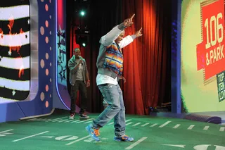 Vote for Me - Victor Cruz dances the salsa at 106 &amp; Park, January 26, 2012. (Photo: John Ricard / BET)