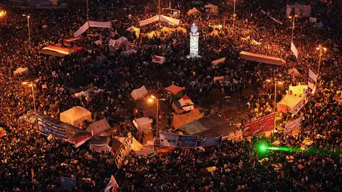 Egypt Marks One-Year Anniversary of Uprising - Thousands of Egyptians&nbsp;gathered in Cairo’s Tahrir Square Wednesday to commemorate the one-year anniversary of the&nbsp;overthrow&nbsp;of former President&nbsp;Hosni Mubarak.(Photo: Jeff J Mitchell/Getty Images)