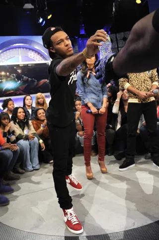 Reach Out and Touch - Bow Wow during a commercial break at 106 &amp; Park, January 23, 2012. (Photo: John Ricard / BET)