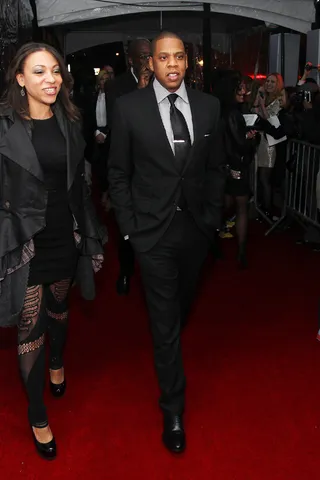 Proud Papa  - Jay strutted into the club in a slimming, tailored suit. Who needs security with that look of authority? He passed on being escorted to his VIP table and instead made his own way through the club, causing a frenzy amongst guests who snapped pictures and yelled out congratulations.   (Photo: Neilson Barnard/Getty Images)
