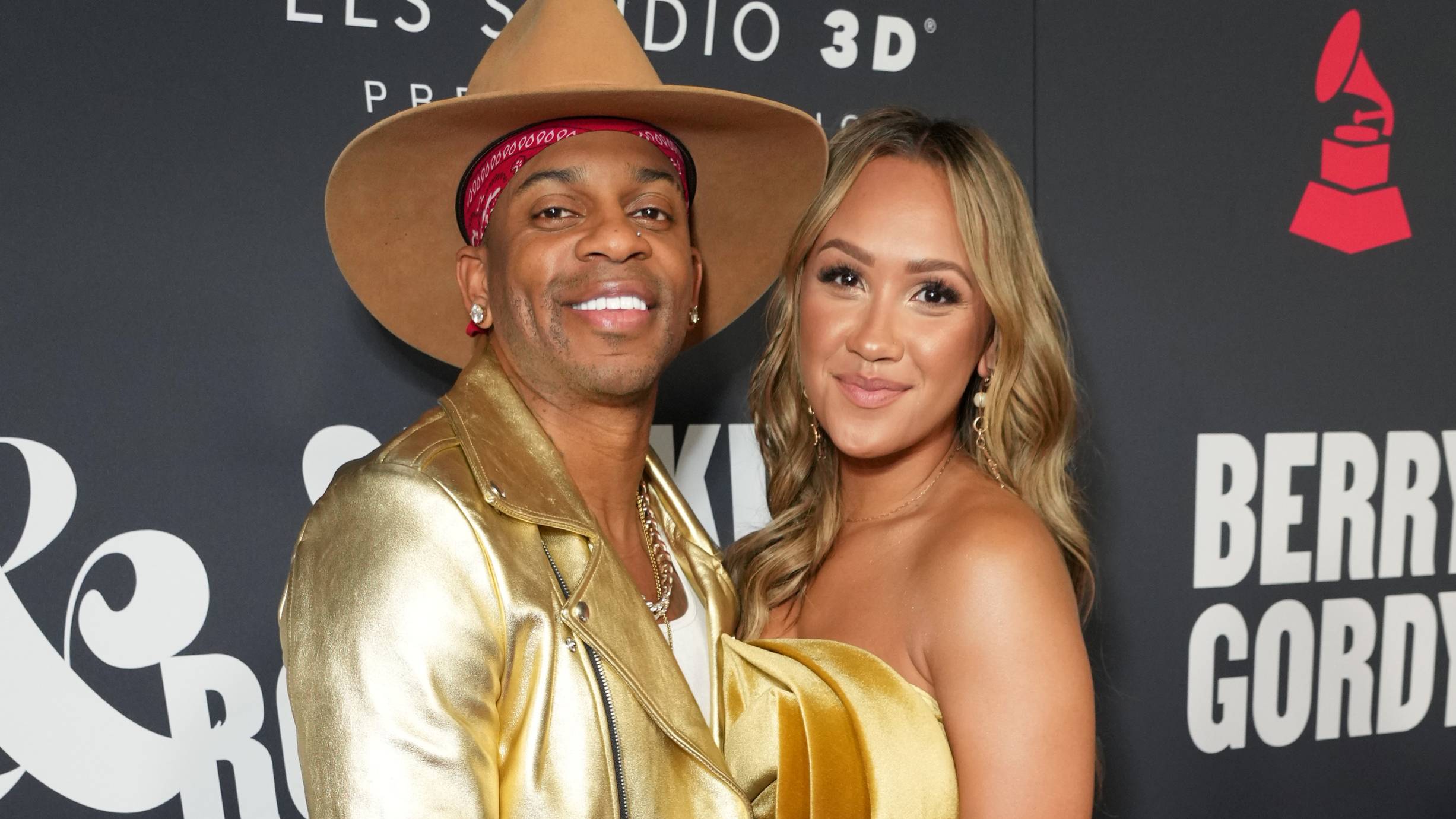 Jimmie Allen and Alexis Gale attend MusiCares Persons of the Year Honoring Berry Gordy and Smokey Robinson at Los Angeles Convention Center on February 03, 2023 in Los Angeles, California. 