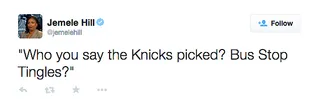 Jemele Hill @jemelehill - And the jokes on the Knicks picking Kristaps Porzingis continue.&nbsp;(Photo: Jemele Hill via Twitter)