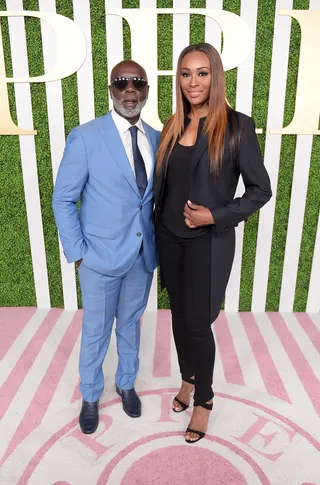 Love &amp; Marriage - The Real Housewives of Atlanta's Peter A. Thomas and Cynthia Bailey both rock stylish suits on the pink carpet at the 2015 BET Awards Debra Lee Pre-Dinner. (Photo: Jason Kempin/BET/Getty Images for BET)