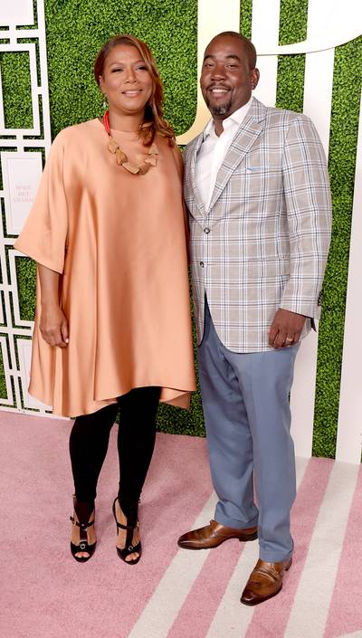 The Queen Has Arrived - Actress and singer Queen Latifah and CEO of Flavor Unit Entertainment Shakim Compere attend the 2015 BET Awards Debra Lee Pre-Dinner. (Photo: Jason Kempin/BET/Getty Images for BET)