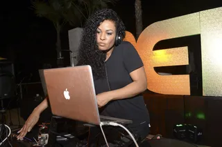 On the 1s and 2s - DJ Beverly Bond was in the zone as she provided the soundtrack for the evening.(Photo: Gustavo Caballero/Getty Images for BET)