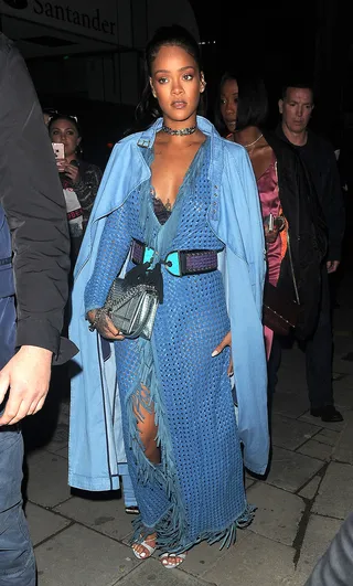Monochromatic - Rihanna fashionably left Tape club in the UK at 5:30 a.m. after partying with Drake for the fourth night in a row.&nbsp;(Photo: RV/WENN.com)