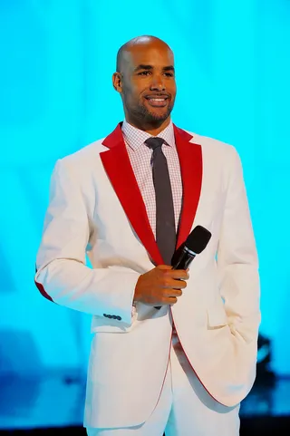 Boris in Alfa - 2013 Rip the Runway co-host Boris Kodjoe rocked out onstage in his Alfa affordable clothing line that fits people everywhere!&nbsp;   (Photo: Theo Wargo/Getty Images for BET's Rip the Runway)