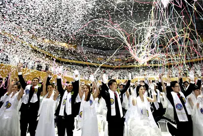 A Few Thousand Couples in Korea Get Hitched - Over 3,000 couples from 70 countries were married by South Korea’s Unification Church Sunday. The ceremony was the first of its kind since the death of the Church’s leader and founder, Reverend Sun Myung Moon.  (Photo: REUTERS /KIM HONG-JI /LANDOV)