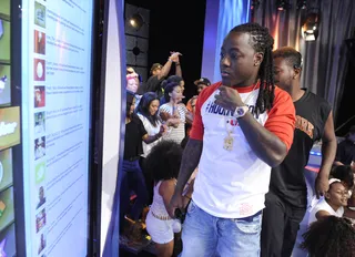 Ace of Tweets - Ace Hood reviews operation of the Twitter board at 106 &amp; Park, August 9, 2012. (Photo: John Ricard / BET).