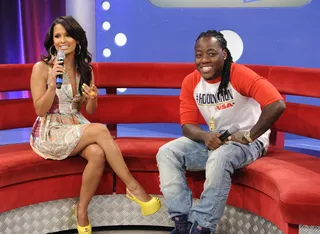 Have A Seat - Ace Hood and Rocsi at 106 &amp; Park, August 9, 2012. (Photo: John Ricard / BET).