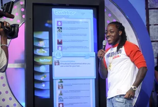 Ace Hood Says... - Ace Hood reviews the Twitter topic #YouKnowTImesAreHard at 106 &amp; Park, August 9, 2012. (Photo: John Ricard / BET).