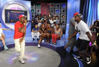 Word Up - Vicious performs "Freaks" as Bruck Up dances at BET's 106 &amp; Park, August 6, 2012. (Photo: John Ricard / BET)