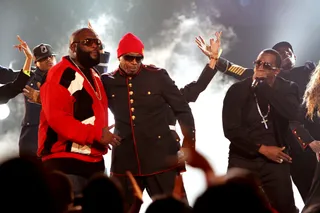 Teflon Dons - Hip Hop Awards 2010 - &quot;The Boss&quot; Rick Ross performs his hit &quot;B.M.F (Blowin' Money Fast)&quot; with rap mogul&nbsp;Diddy and vet of the game MC Hammer. (Photo: Taylor Hill/Getty Images)&nbsp;