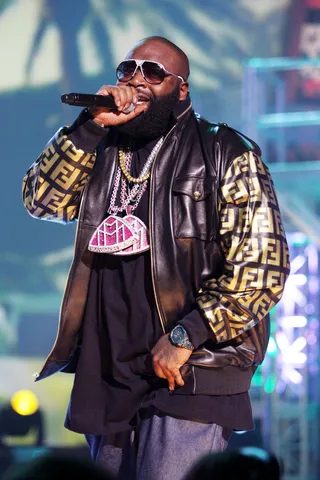 The Bawse Comes Back - After two seizures seemed to put a damper on Rick Ross' good fortunes, he returned with yet another No. 1 album, God Forgives, I Don't. You can't keep a good Bawse down.  (Photo: Frank Micelotta/Getty Images for BET)
