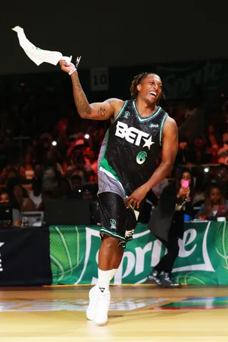 Lecrae Getting Hype With The Sprite Rally Towel - (Photo: Leon Bennett/Getty Images for BET)