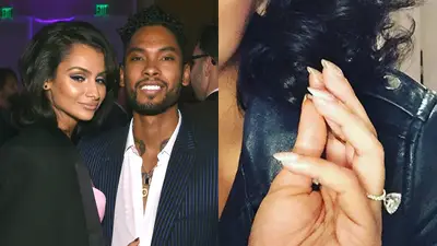 Nazanin Mandi - Did Miguel pop the question? The “Adore” singer’s longtime girlfriend flashed a shiny new diamond on that finger on Instagram, drumming up speculation that she and the crooner are indeed engaged. Whether it’s true or not (the couple hasn’t officially commented), you can’t argue with that sizable rock and classy, iced-out band!(Photos from left: Larry Busacca/Getty Images for NARAS, Nazanin Mandi via Instagram)