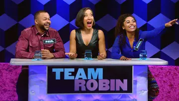 Actor/comedian Robin Thede and her team on episode 106 of BET's New game show Face Value.