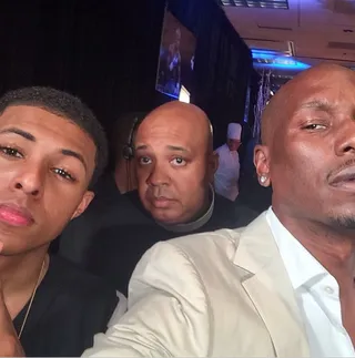 Tyrese @tyrese - Tyrese enjoyed fight night with the Simmons fam. He posted this usie with Rev. Run and Diggy Simmons at the match.(Photo: Tyrese via Instagram)