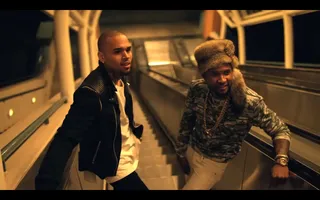 "Loyal" Cameo – March 24, 2014&nbsp; - Usher makes a cameo in Chris Brown's "Loyal" video, where the two R&amp;B stars take a scenic escalator ride and interact with eye candy. &nbsp;(Photo: RCA Records)