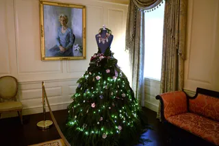 Vermeill Room - The Vermeill Room features two dress-form mannequins with one-of-a-kind skirts with evergreen adornments and frosted embellishments.   (Photo: EPA/SHAWN THEW /LANDOV)
